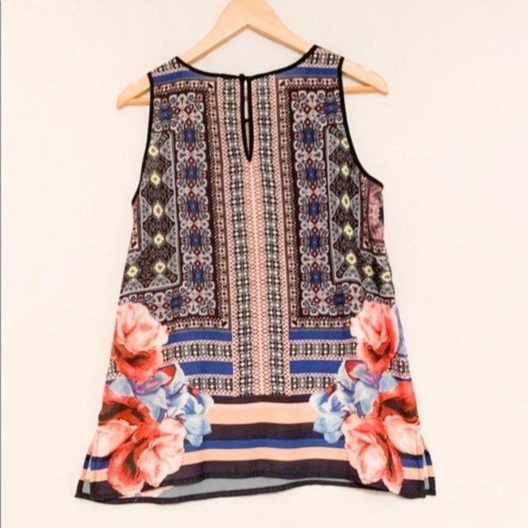 Cynthia Rowley Super Colorful Floral Dressy Tank-M - Picture 4 of 7